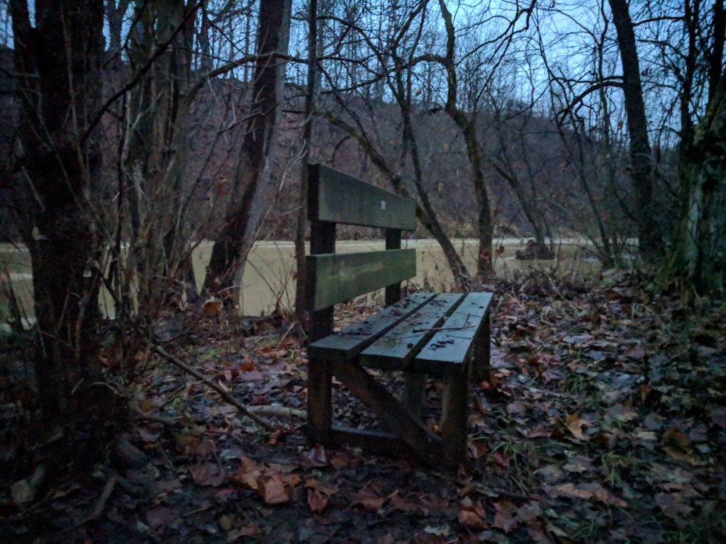 a bench giving up on life